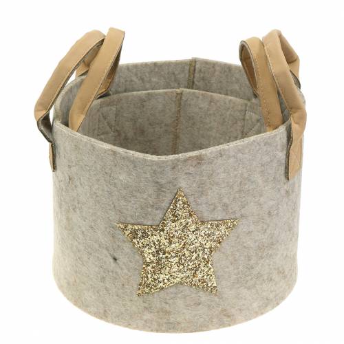 Floristik24 Sac en feutre rond avec étoile pailletée, lot de 2