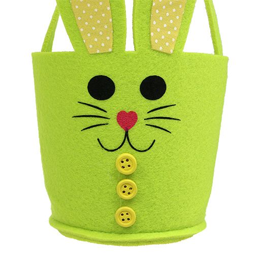 Floristik24 Sac en feutre lapin jaune, vert Panier de Pâques Décoration de Pâques en feutre 2pcs