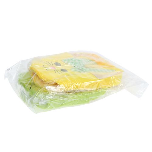 Floristik24 Sac en feutre lapin jaune, vert Panier de Pâques Décoration de Pâques en feutre 2pcs