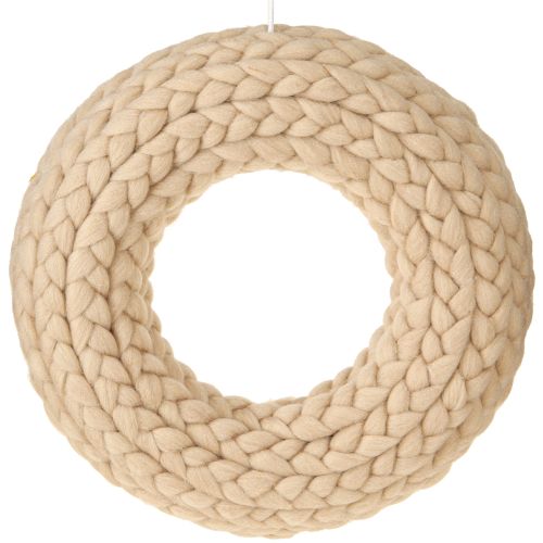 Article Couronne décorative en feutre de laine marron clair à suspendre Ø30cm L4cm