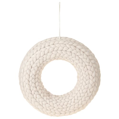 Floristik24 Couronne décorative en laine feutrée à suspendre en beige Ø30cm H4cm