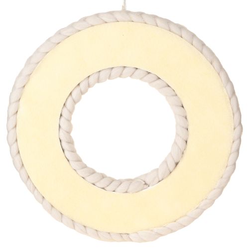 Article Couronne décorative en laine feutrée à suspendre en beige Ø30cm H4cm