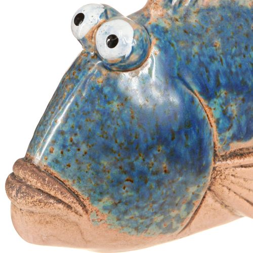 Article Décoration de poisson en céramique bleue, décoration d&#39;été naturelle 22×7×11cm