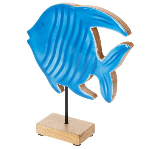 Article Figurine de poisson en bois, décoration marine, objet de décoration de table artisanal pour salon, 22 cm