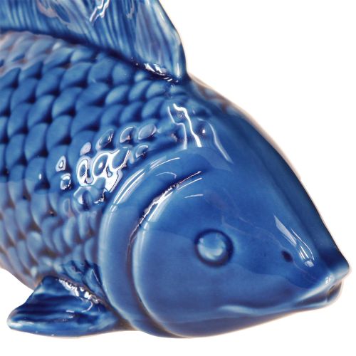 Article Décoration de poisson en céramique bleu marine beige 20×8×8,5 cm 2 pcs
