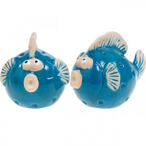 Floristik24 Poisson en céramique, maritime, poisson décoratif bleu L11.5 4pcs