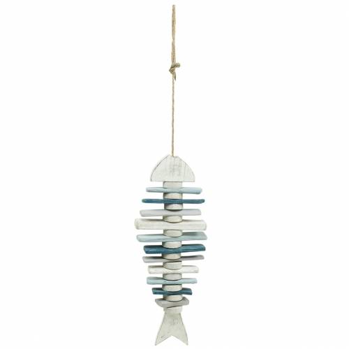 Floristik24 Décoration poisson maritime en bois flotté bleu, blanc L54cm