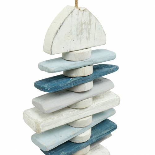Floristik24 Décoration poisson maritime en bois flotté bleu, blanc L54cm