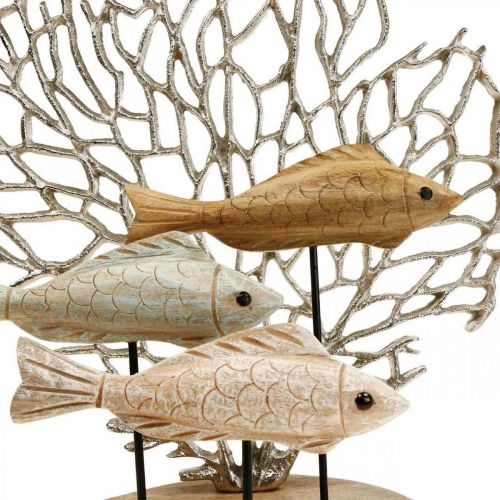 Floristik24 Déco banc de poissons, déco corail, déco poisson en bois H48,5cm