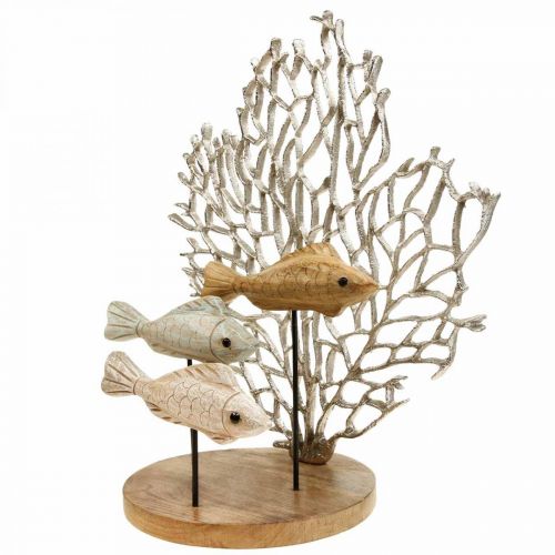 Article Déco banc de poissons, déco corail, déco poisson en bois H48,5cm