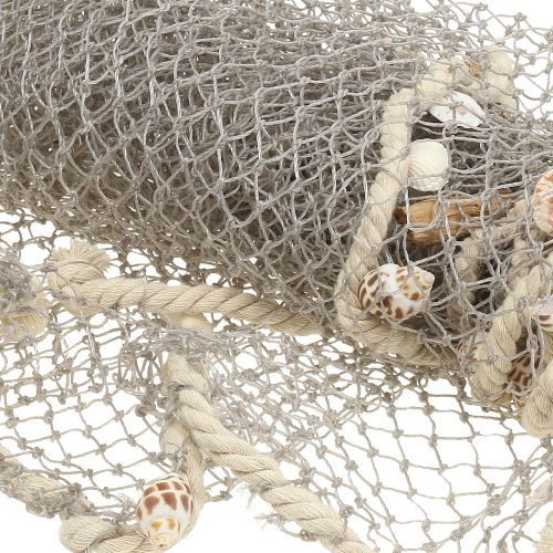 Article Filet de pêche avec coquillages et bois flotté 135cm