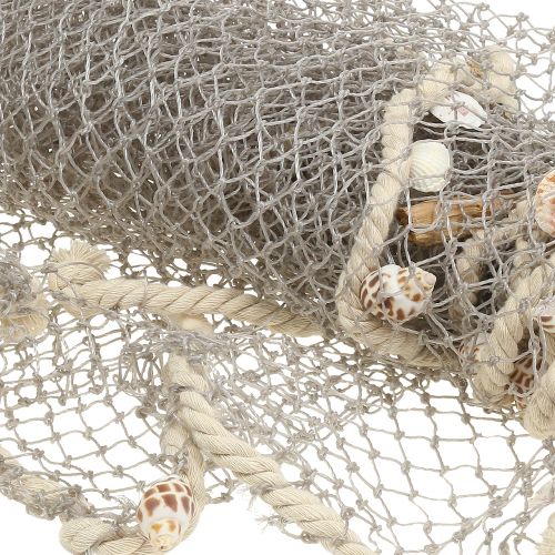 Floristik24 Filet de pêche avec coquillages et bois flotté 135cm