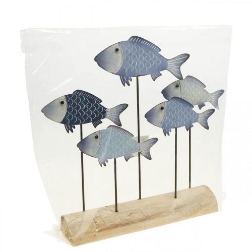 Floristik24 Banc de poissons déco poisson métal sur socle bois 32×7×30cm