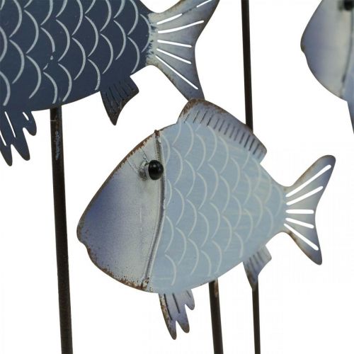 Floristik24 Banc de poissons déco poisson métal sur socle bois 32×7×30cm