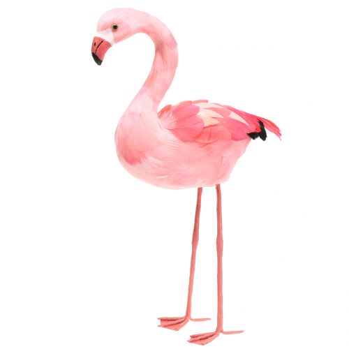 Floristik24 Flamant rose décoratif avec plumes rose H45cm