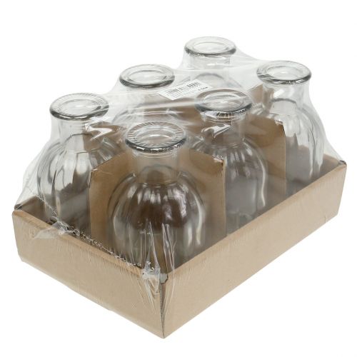 Article Vase à fleurs bouteille décoratif Ø7,5cm H13,5cm transparent 6 pcs