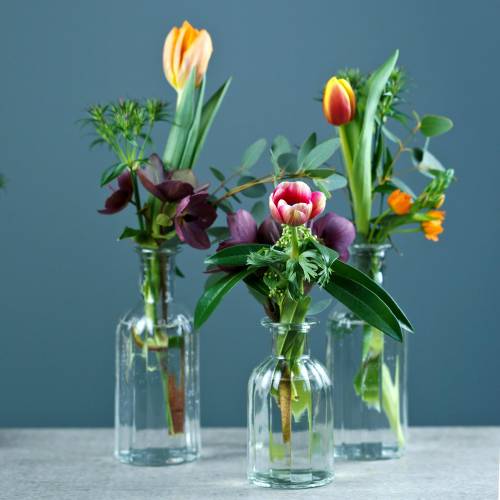 Article Vase bouteille petit Ø5,5cm H10,5cm transparent 6 pcs