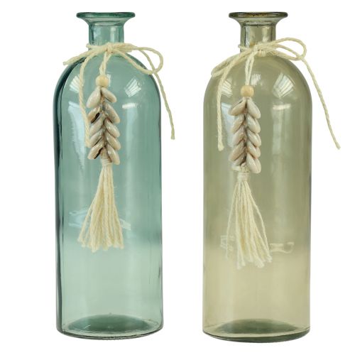 Floristik24 Bouteilles vase décoratif en verre cauris maritime H26cm 2pcs