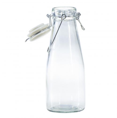 Article Bouteille verre décoratif avec bouchon transparent Ø7cm 20,5cm