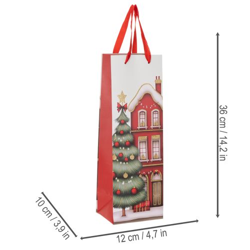 Sac cadeau bouteille maison de Noël et sapin de Noël 36 cm 2 pièces | Floristik24.be