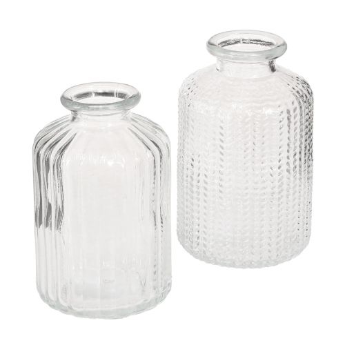 Floristik24 Vase bouteille mini vases en verre décor rétro H9cm 4pcs