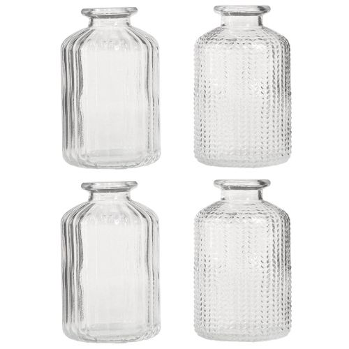 Floristik24 Vase bouteille mini vases en verre décor rétro H9cm 4pcs