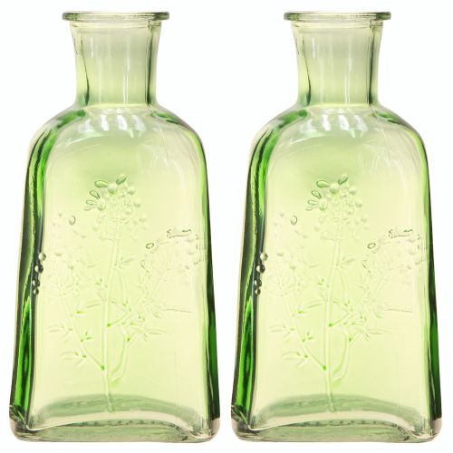 Article Vase bouteille en verre avec motif bouteille en verre vert H19cm 2pcs