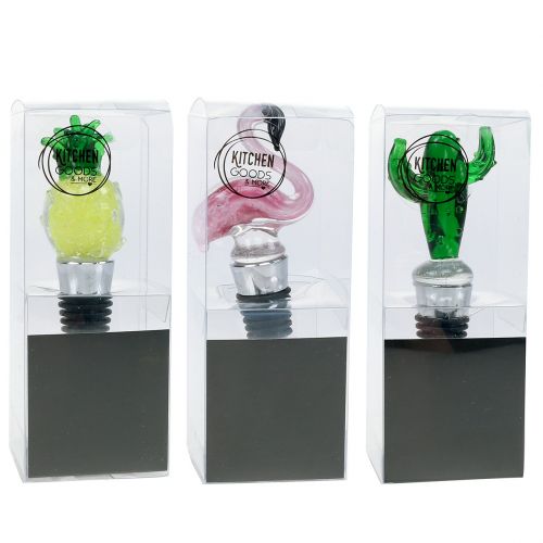 Floristik24 Bouchon de bouteille avec figurines en verre 11-12cm 3pcs