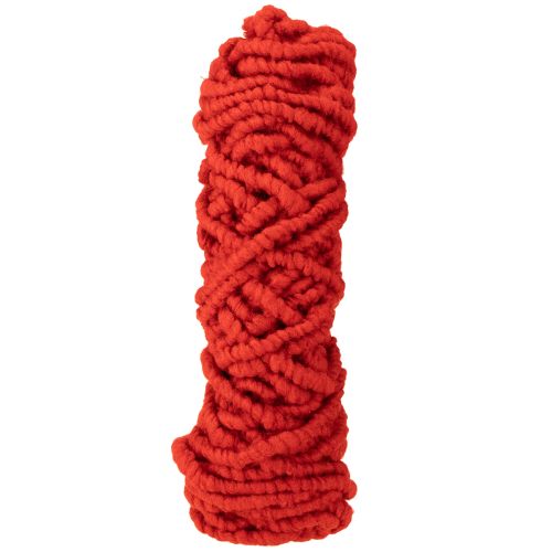 Cordon en laine duveteuse Mirabell avec jute, rouge, 25 m