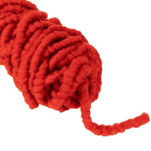Article Cordon en laine duveteuse Mirabell avec jute, rouge, 25 m