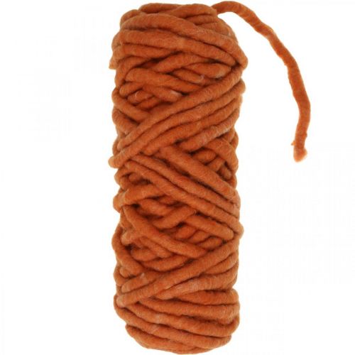 Floristik24 Cordon feutre, cordon laine, cordon feutre, laine de mouton, jute, orange, L30m