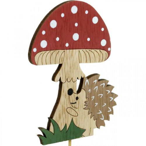 Floristik24 Bouchons décoratifs, décoration automnale en bois, hérisson avec champignon H11cm L34cm 12pcs