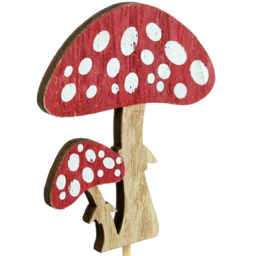 Floristik24 Amanites mouches en bois, décoration champignons, automne, bouchons de fleurs H7cm L34cm 18 pièces