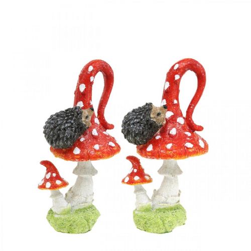 Article Amanite mouche avec décoration hérisson champignon décoration automne H14cm 2pcs