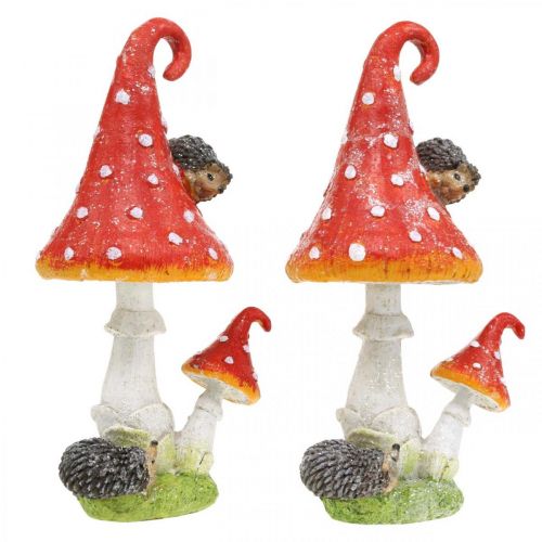 Floristik24 Amanite mouche avec hérissons décoration champignon décoration de table automne H22cm 2pcs