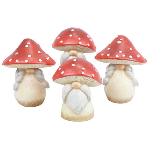 Amanite tue-mouches Décoration Champignons Décoration d&#39;automne Rouge Blanc Ø6cm H7.5cm 4 pcs