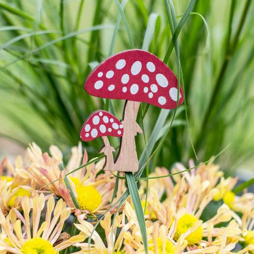Champignons en bois, décoration champignon, automne, bouchons fleuris H7cm L34cm 18 pièces