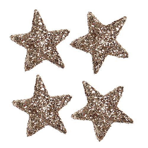 Floristik24 Étoiles scintillantes 2,5 cm champagne 96 pcs