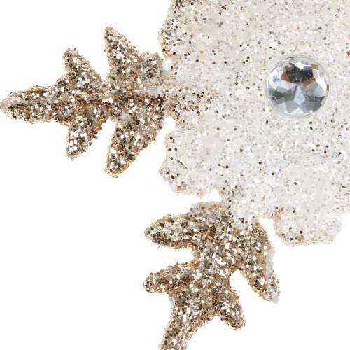 Décoration de sapin de Noël flocon de neige paillettes perle 2pcs