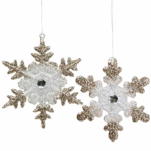 Décoration de sapin de Noël flocon de neige paillettes perle 2pcs