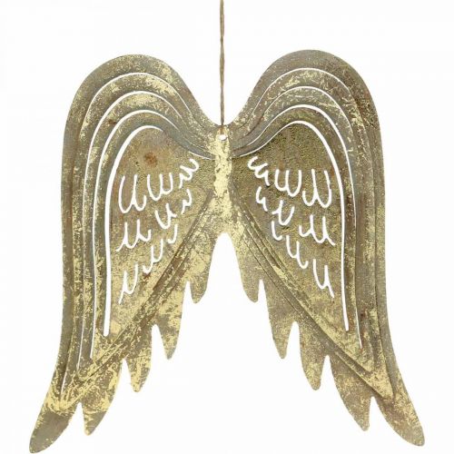 Floristik24 Décoration de Noël ailes d&#39;ange, décoration métal, ailes à suspendre dorées, aspect antique H29.5cm L28.5cm