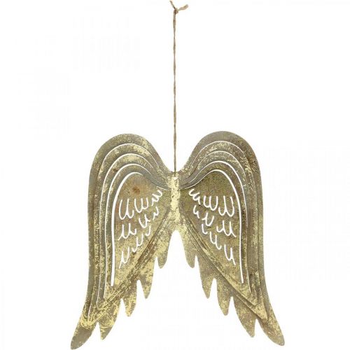 Floristik24 Décoration de Noël ailes d'ange, décoration métal, ailes à suspendre dorées, aspect antique H29.5cm L28.5cm