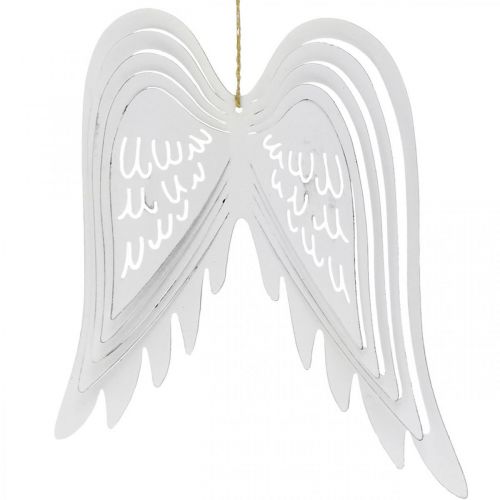 Floristik24 Ailes à suspendre, décoration de l'Avent, ailes d'ange en métal Blanc H29.5cm L28.5cm