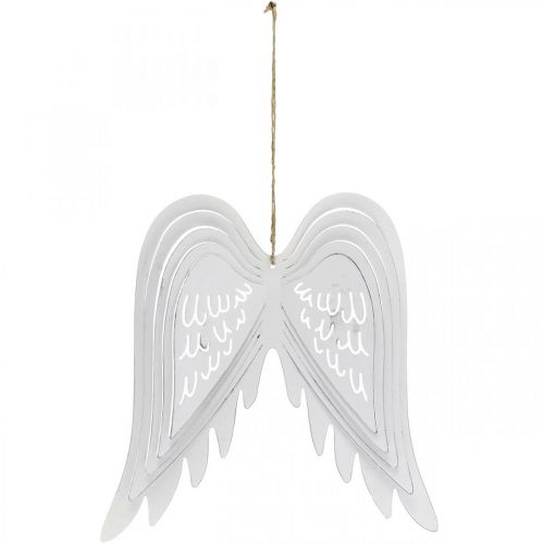 Floristik24 Ailes à suspendre, décoration de l'Avent, ailes d'ange en métal Blanc H29.5cm L28.5cm