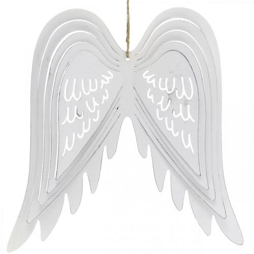 Article Ailes à suspendre, décoration de l&#39;Avent, ailes d&#39;ange en métal Blanc H29.5cm L28.5cm