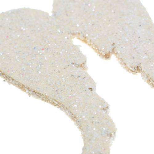 Floristik24 Décoration à disperser ailes d&#39;ange pailletées blanc 5cm 48 pcs