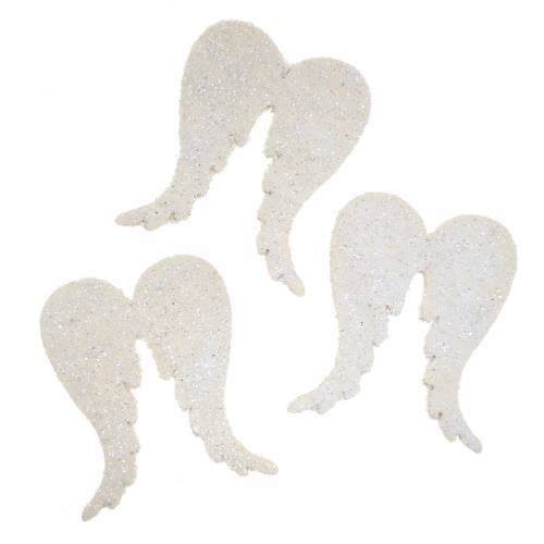Décoration à disperser ailes d&#39;ange pailletées blanc 5cm 48 pcs