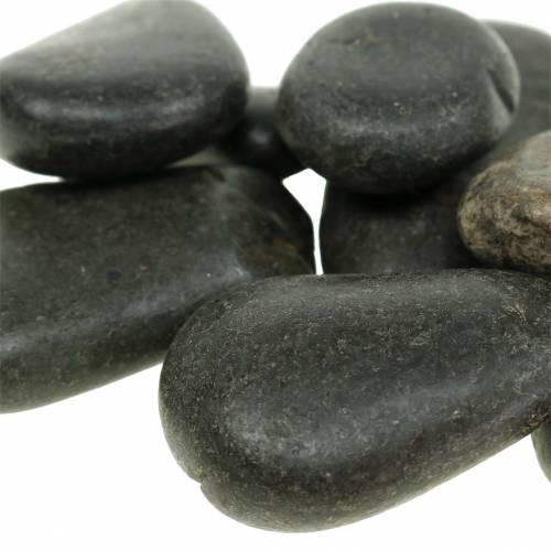 Floristik24 River Pebbles Pierres Naturelles Noir Mat Pierres Décoratives L15–60mm W15–40mm 2kg