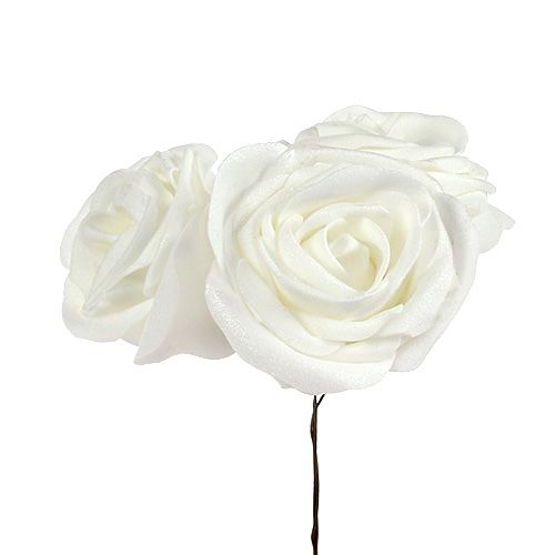 Floristik24 Mousse rose blanche avec nacre Ø7.5cm 12p