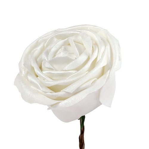Floristik24 Mousse rose blanche avec nacre Ø10cm 6pcs